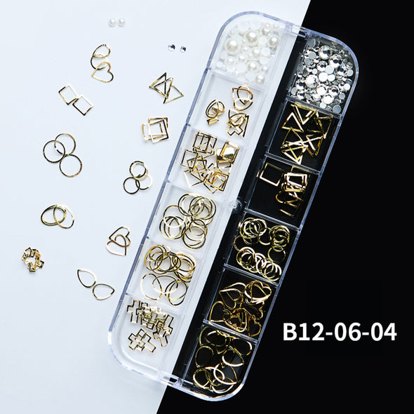12 Grid Nail Diamond Pearl Jewelry Shell Piece