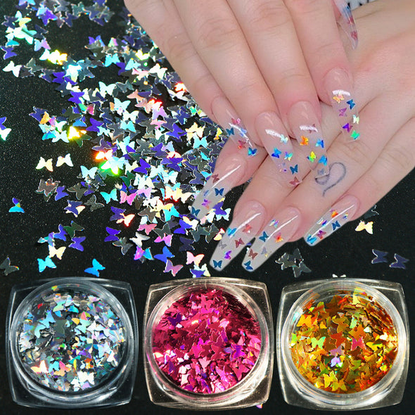 Nail Art Sparkly Glitter Butterfly Sequins