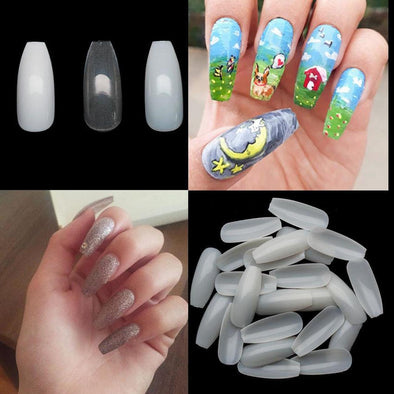 White/Clear/Natural Coffin False Nails Tips