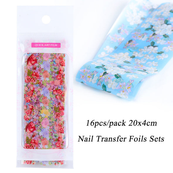 Nail Foil Glue Gel Set For Mix Flowers Transfer Foils Sticker