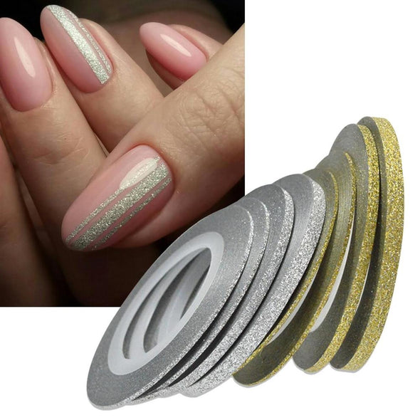 Nail Art Glitter Gold Silver Stripping Tape Line Strips